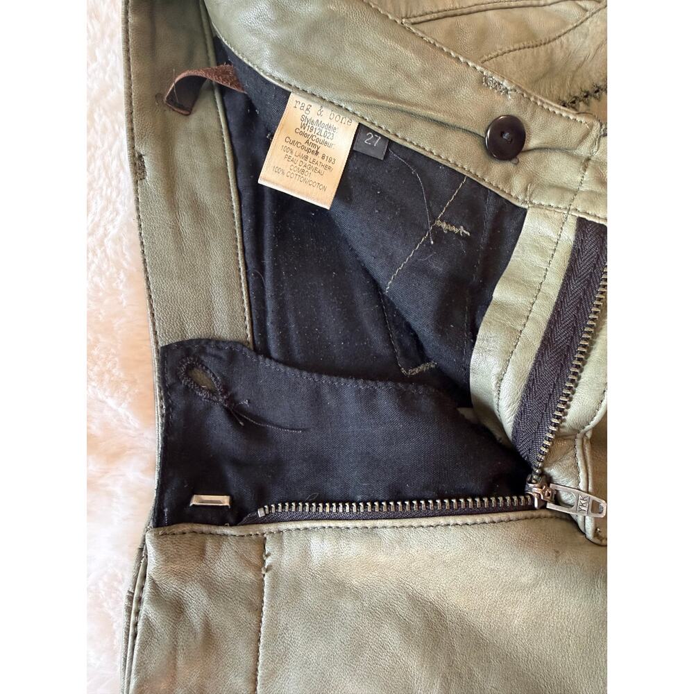 Rag & Bone Olive Green Lambs Leather Shorts - Picture 3 of 8